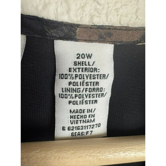 Women's Short Sleeve Black Floral Blouse Size 20W Sheer Sleeves Feminine Office - Picture 7 of 11